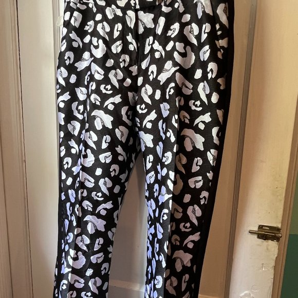 Rachel Zoe Women's Black and Silver Pants Animal Print Size 8 - Picture 1 of 7